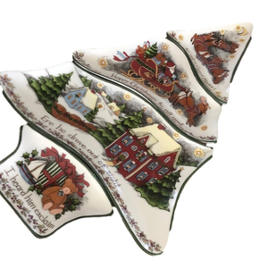 Portmeirion Studio Susan Winget CHRISTMAS STORY  4 Piece Tree Shaped Candy Dish